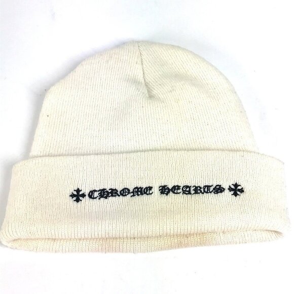 CHROME HEARTS logo beanie hat knit hat knit cap Knit hat acrylic White/Black